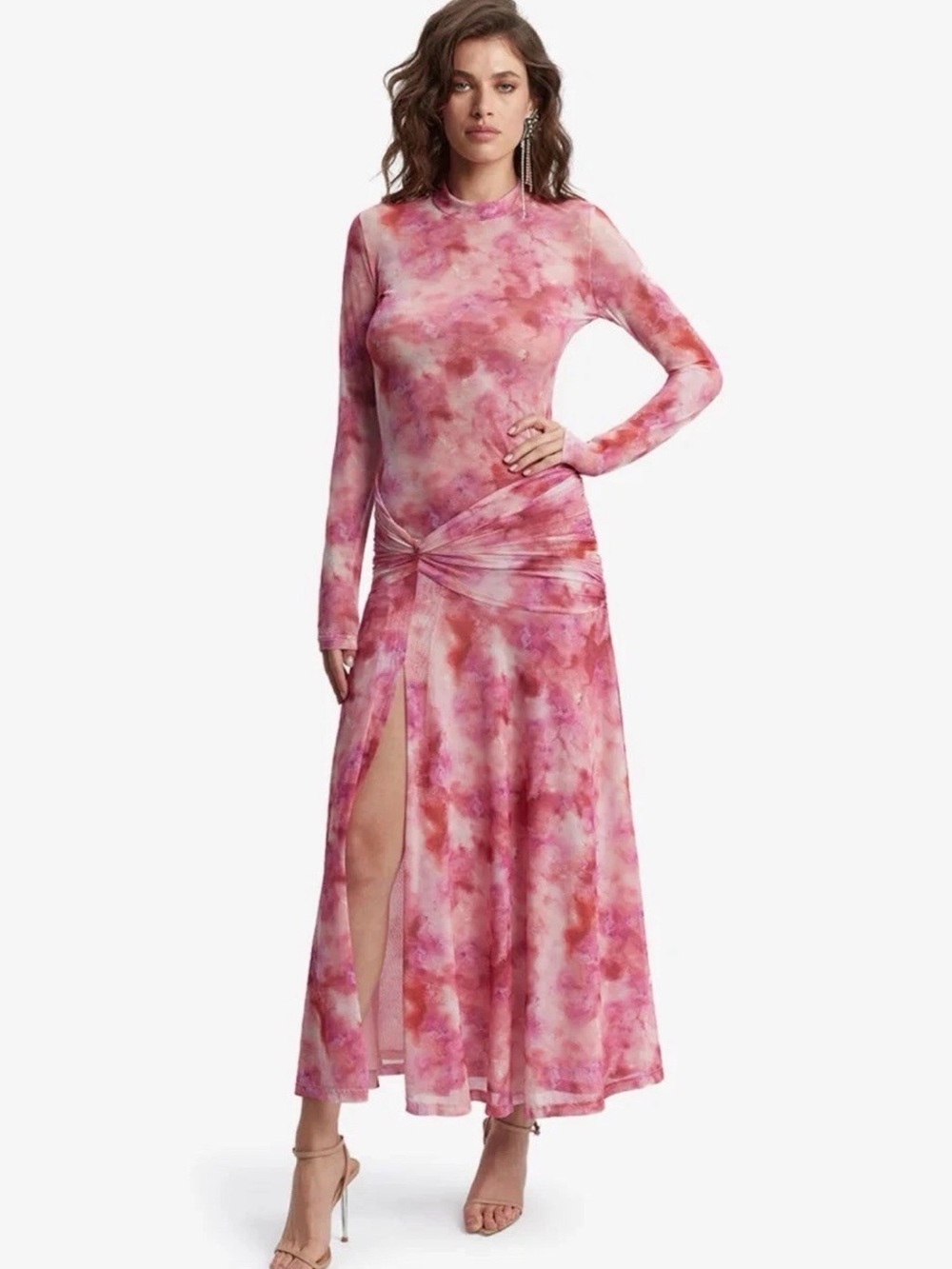 Bardot Lea Midi Dress in Pink Tie Dye | US size 6 | New W Tags | Revolve